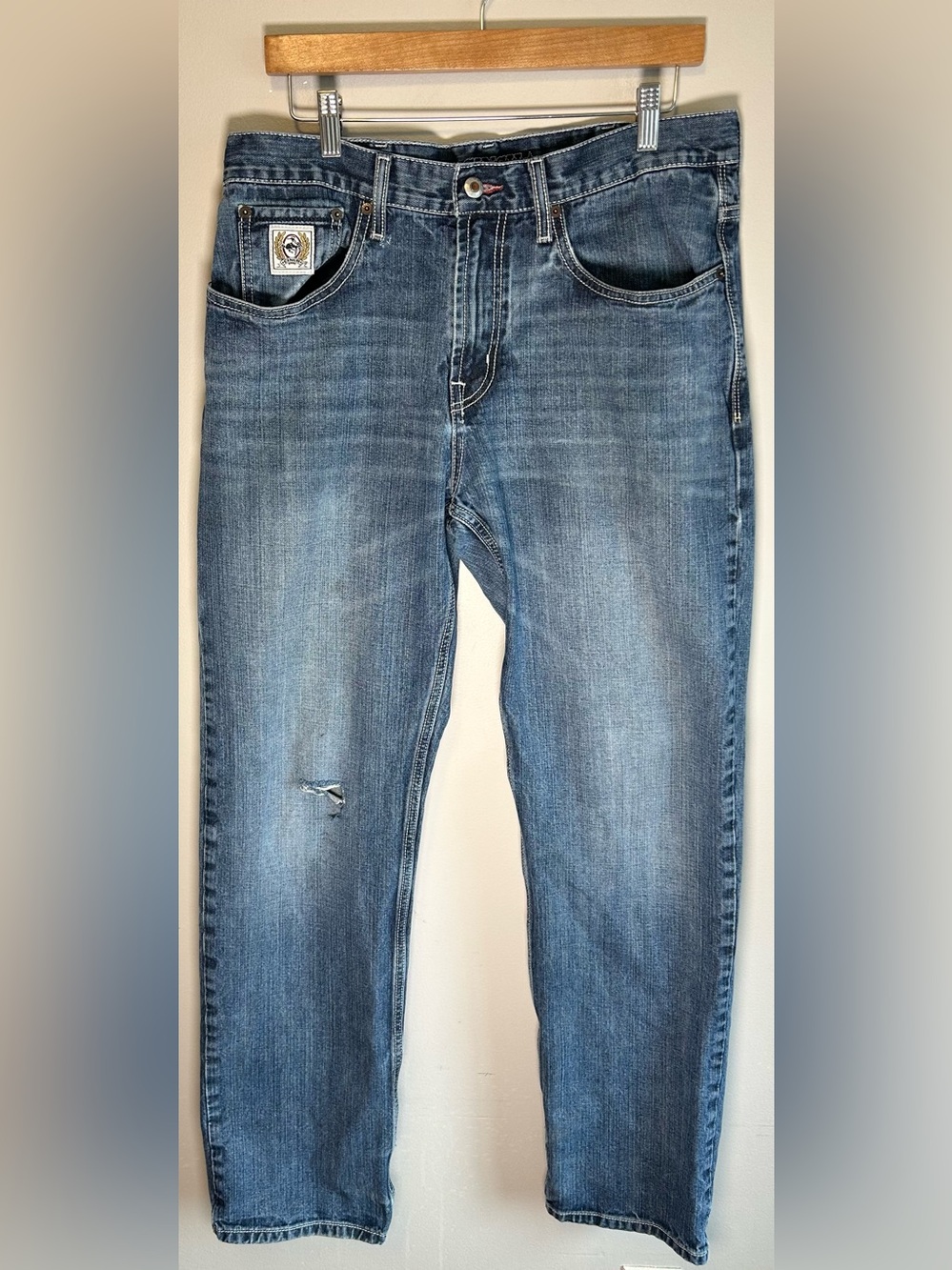 Cinch Denim Jeans Men’s 33X34 White Label Tapered Embroidered Cowboy Distressed